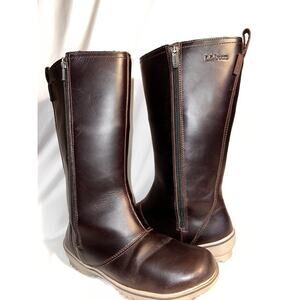 LL BEAN BROWN LEATHER TEK 2.5 WATERPROOF PRIMALOFT LINED FULL ZIP TALL BOOT 7 M